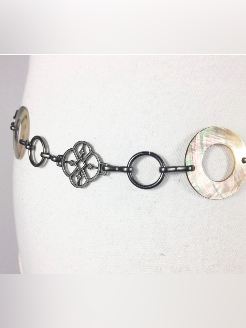 Shell Abalone Chain Link Adjustable Belt, O/S - Picture 4 of 6